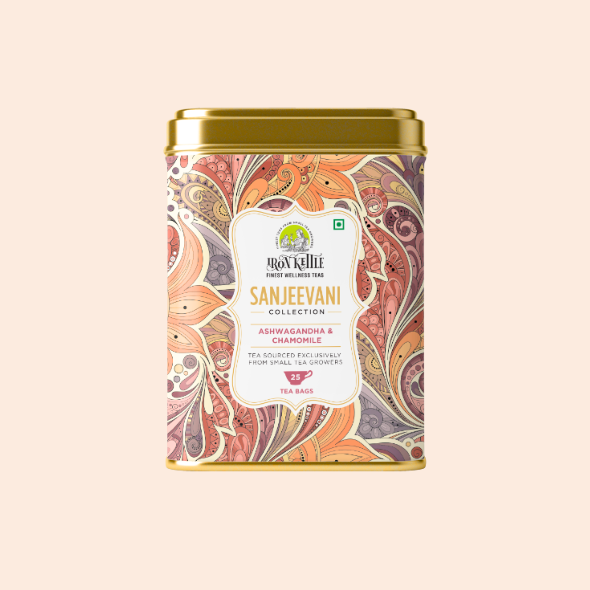 Strong Desk Routine Combo Sanjeevani Collection tin with Ashwagandha & Chamomile blend, designed for wellness and relaxation at work.