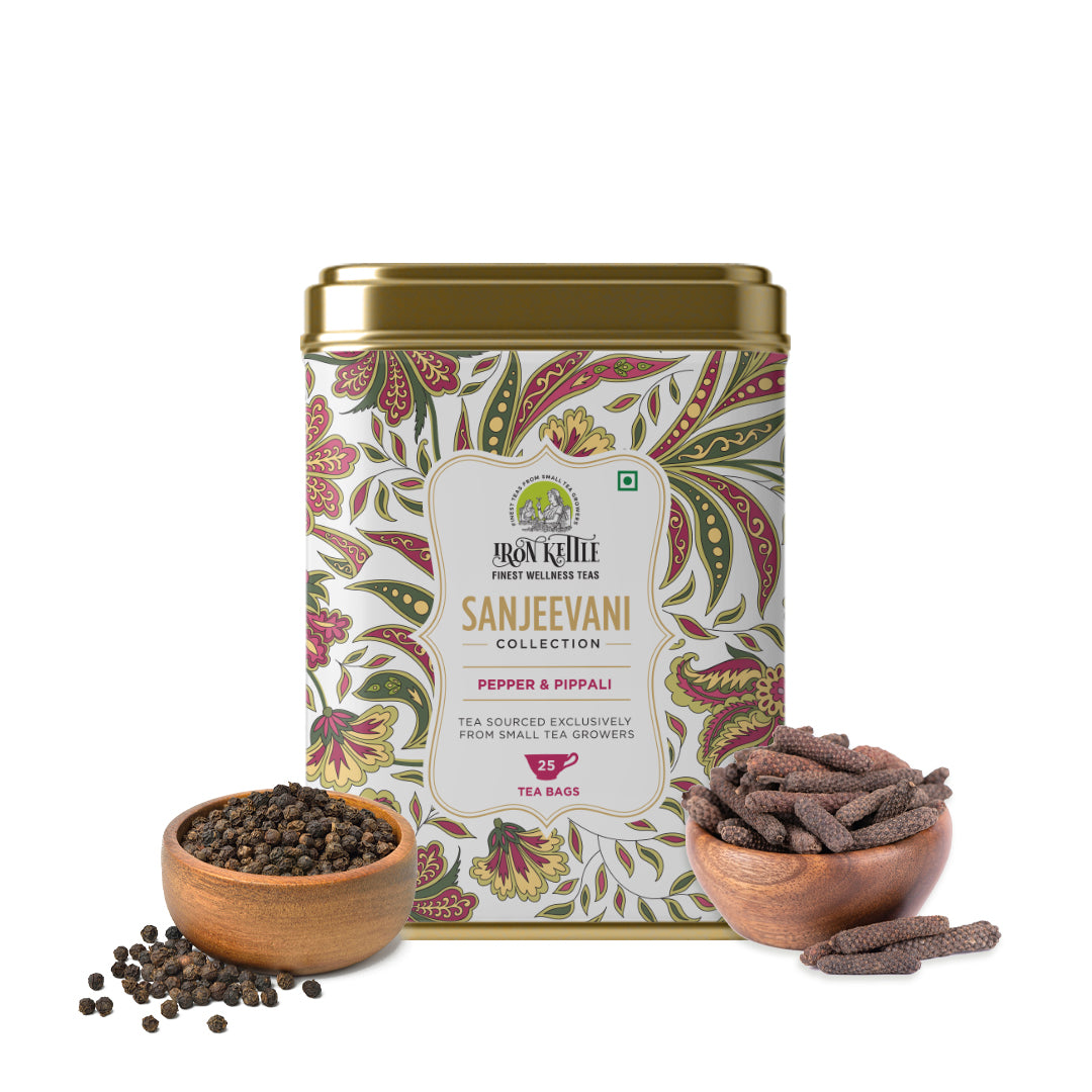 Sanjeevani Collections - Pepper & Pippali Chai | Respiratory & Throat Tea - Iron Kettle Tea