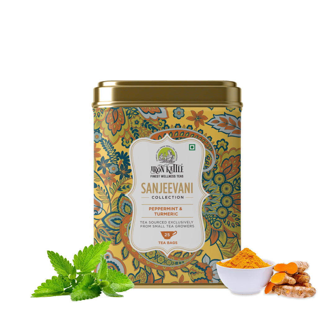Sanjeevani Collections - Peppermint & Turmeric Chai (Anti-inflamatory) - Iron Kettle Tea